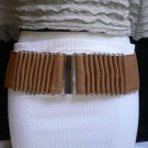 NEW WOMEN WIDE WAIST HIP BROWN FASHION BELT SILVER METAL BUCKLE 25"-31" XS S M