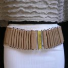 NEW WOMEN WIDE WAIST HIP BEIGE FASHION BELT SILVER METAL BUCKLE 25"-31" XS S M