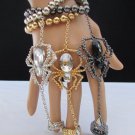 New Women Metal Hand Chain Spider Bracelet Fashion Jewelry Gold Silver Pewter