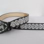 New Men Western Fashion Leather Belt Black White Rodeo Bull Cow Buckle 34 36 38