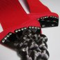 WOMEN RED WAIST HIP ELASTIC FASHION BELT BIG BOW PEWTER BUCKLE 27"-35" S-M-L