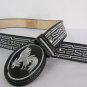 New Men Western Fashion Leather Belt Black White Cock Fight Big Buckle 34 36 38