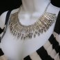 NEW WOMEN MATCHES METAL SILVER CHAINS BIG STATEMENT FASHION NECKLACE HANDMADE