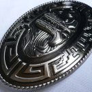 NEW UNISEX METAL COWBOY WESTERN BELT OVAL BUCKLE TWO COUNTRY BOOTS PEWTER COLOR