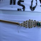 NEW WOMEN THIN GOLD METAL ELASTIC FASHION BELT PEACOCK RHINESTONES 29"-45" S-XXL