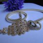 NEW WOMEN THIN GOLD METAL ELASTIC FASHION BELT PEACOCK RHINESTONE 29"-45" S-XXL