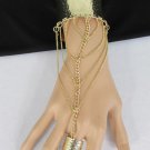 New Women Gold Thin Strands Metal Hand Chains Fashion Cuff Bracelet Slave Ring