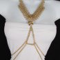 New Women Gold Metal Body Multi Chain V-Neck Triangle Necklace Fashion Jewelry