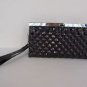 NEW WOMEN DARK PURPLE PURSE SMALL SILVER METAL HARDWEAR MINI CLUTCH BAG WALLET