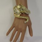 New Women Big Gold Metal Elephant Head Fashion Cuff Bracelet Silver Rhinestones