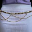 NEW WOMEN HIP WAIST GOLD METAL CHAINS FASHION BELT DRAPED FLOWERS 28"-45" S-XL