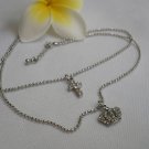 NEW WOMEN SILVER FASHION ANKLE CHAINS JEWELRY 2 ROWS CROSS CROWN CHARM FOOT