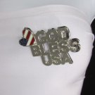 New Women American Flag GOD BLESS USA Silver Metal Pin Broach Silver 4th of July