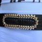 NEW WOMEN ELASTIC HIP WAIST BLACK FASHION BELT PATCH METAL BUCKLE 28"-38" S-M-L