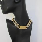New Women Gold Lightweight Plastic Chunky Chain Links Necklace Big Plate Pendant