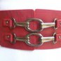 NEW WOMEN HIP WAIST ELASTIC RED WIDE FASHION BELT PEWTER BUCKLE 27"-35" S-M-L