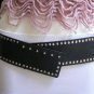 NEW WOMEN HIP WAIST ELASTIC BLACK OVERLAP FASHION BELT SILVER STUDS 26"-34" XS-M