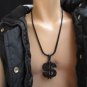 MEN FASHION NECKLACE BIG DOLLAR $ BLACK METAL RHINESTONES 2"/2.5" PENDANT 18"DRO