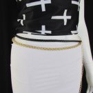 New Women Black Rope Gold Metal Hip Waist Fashion Belt  25"-45" Size XS S M L XL