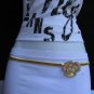 NEW WOMEN THIN GOLD METAL ELASTIC FASHION BELT FLOWER RHINESTONE 28"-45" S-XXL