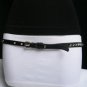 NEW WOMEN BLACK 0.5" THIN FASHION BELT SILVER BUCKLE STUDS SPIKES 32"-36" M / L
