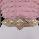New Women Black Elastic Hip Waist Fashion Belt Moroccan Gold Buckle 29-40" S M L
