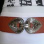 NEW WOMEN HIP WAIST ELASTIC ORANGE FASHION BELT LEAF PEWTER BUCKLE 27"-35" S / M