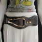 NEW WOMEN WAIST HIP DARK GRAY FASHION BELT LONG GOLD METAL BUCKLE 25"-35" XS S M