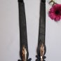 WOMEN HIGH WAIST HIP BLACK THIN FASHION BELT GOLD FLOWERS BUCKLE 29"-37" S M L