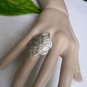 NEW WOMEN SILVER METAL AFRICAN STYLE CORVED FLOWER FASHION RING ADJUSTABLE SIZE