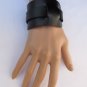 New Men Women Black Faux Leather Fashion Bracelet Silver Buckle Biker Rocker