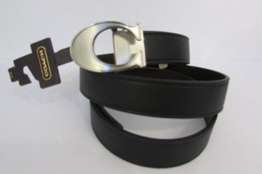 New Coach Men Black Genuine Leather Signature Belt $148 F66108 One Size Fits All