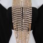 New Women 22" Extra Long Gold Metal Chains Wide Fashion Necklace Big Rhinestones