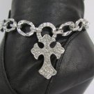 NEW WOMEN CHUNKY SILVER THICK CHAINS BOOT CROSS WESTERN RODEO SHOE ACCESSORY