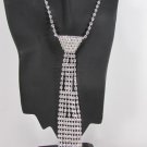 New Women Fashion Necklace Silver Metal Chains Neck Tie Pendant Rhinestones 14"
