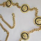 NEW WOMEN BLACK GOLD METAL CHAINS 4 LION HEAD FASHION BELT 21"-40" SIZE XS S M L