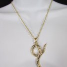 New Women Fashion Necklace Gold Metal Chain Long Snake Pendant Silver Rhinestone