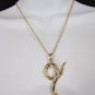 New Women Fashion Necklace Gold Metal Chain Long Snake Pendant Silver Rhinestone