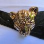 NEW WOMEN ELASTIC BLACK FASHION BELT GOLD PANTHER HEAD BUCKLE 25"-38" XS-S-M-L