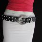 WOMEN FAUX LEATHER WESTERN BLACK BELT BIG HEARTS SILVER BEADS BUCKLE 29"-34" S