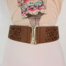 New Banana Republic Women Elastic Brown Faux Leather Wide Fashion Belt S/M M/L