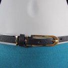 New Women Faux Leather Blue Hip Waist Thin Fashion Belt Gold Buckle S M 28"-35"