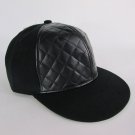 NEW MEN WOMEN BLACK FAUF LEATHER HAT BASEBALL COTTON BLEND FASHION CAP ONE SIZE
