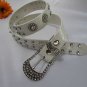 WOMEN FAUX LEATHER WESTERN WHITE BELT FLOWERS SILVER BEADS BUCKLE 32"-37" MEDIUM