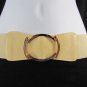 New Women Elastic Fashion Belt Hip High Waist Gold Metal Buckle Black Beige S M