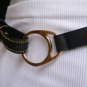 NEW WOMEN FASHION THIN FAUX LEATHER BLACK BELT BIG GOLD METAL BUCKLE 35"-38" M/L