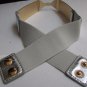 WOMEN HIGH WAIST / HIP GOLD METAL PLATE BOW BELT SILVER ELASTIC 26"-35" XS S M
