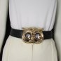 New Women Classic Black Faux Leather Fashion Belt Big Owl Head Buckle M L 32-38"