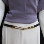 WOMEN HIGH WAIST HIP BLACK THIN FASHION BELT METAL SILVER BUCKLE 22-40" XS S M L