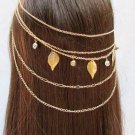 New Women Gold Metal Head Chain Hair Pin Jewelry Claws Leaves Silver Rhinesones